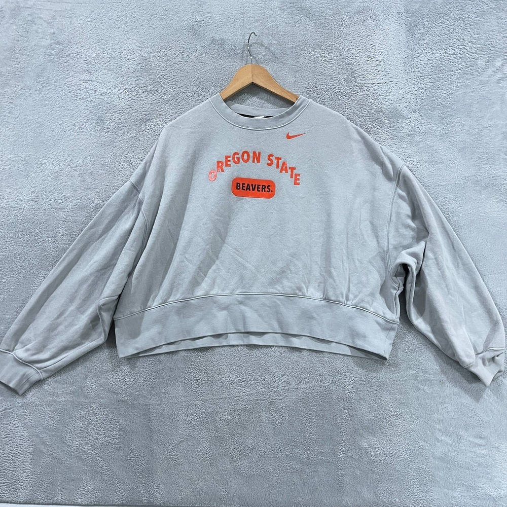 Oregon State Beavers Cropped Sweatshirt Womens L Gray Nike NCAA Football Sports